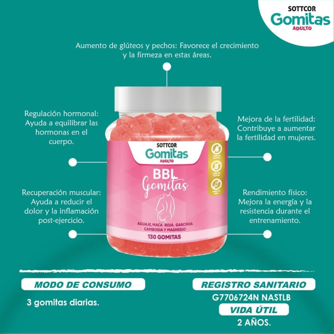 Gomitas Curvy Boost: Potencia Tus Glúteos, Caderas y Busto